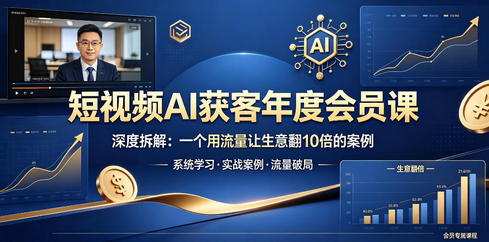 短视频AI获客年度会员课，深度拆解，一个用流量让生意翻10倍的案例-e家网