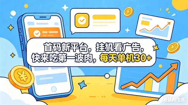 首码新平台，挂G自动看广告，快来吃第一波肉，每天单机30+，可矩阵放大【揭秘】-e家网