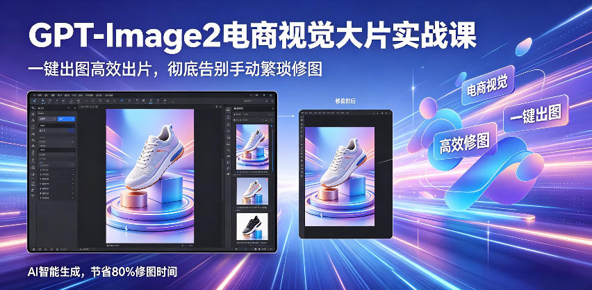 GPT-Image2电商视觉大片实战课，一键出图高效出片，彻底告别手动繁琐修图-e家网
