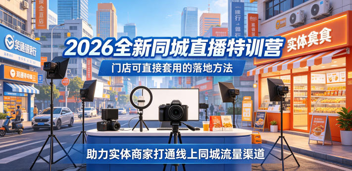 2026全新同城直播特训营,门店可直接套用的落地方法,助力实体商家打通线上同城流量渠道-e家网