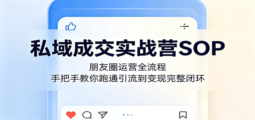 私域成交实战营SOP：朋友圈运营全流程，手把手教你跑通引流到变现完整闭环-e家网