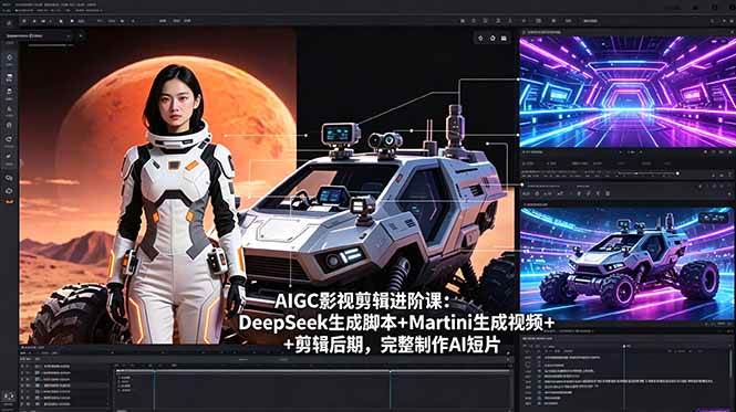 （18475期）AIGC影视剪辑进阶课：DeepSeek生成脚本+Martini生成视频+剪辑后期，完整制作AI短片-e家网