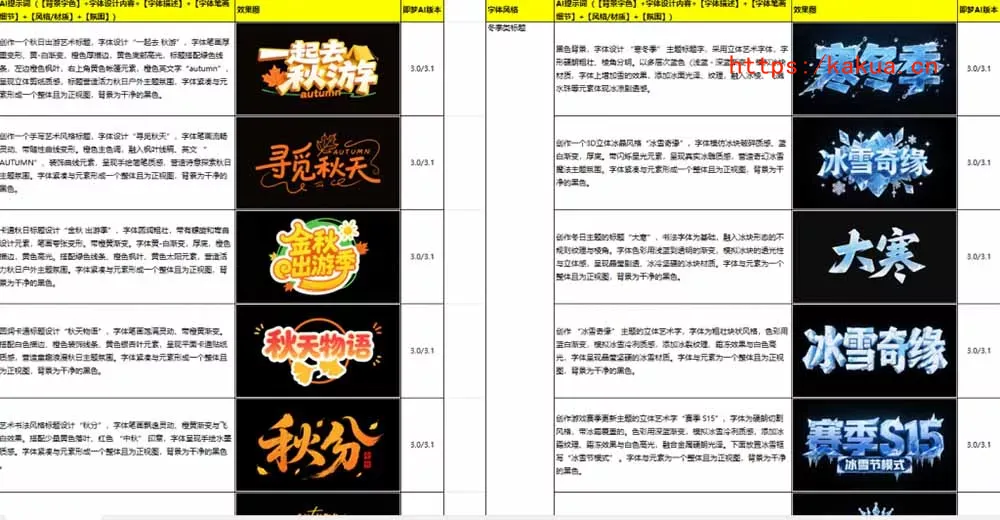 最新即梦豆包4.0字体字效1000+套，AI提示词prompt，轻松生成绝美艺术字体效果