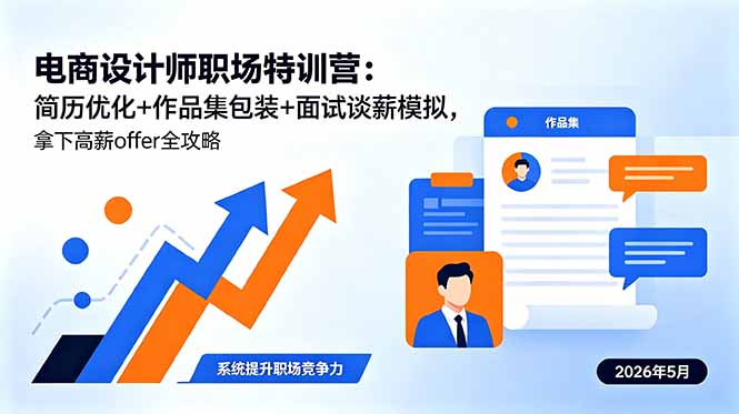电商设计师职场特训营:简历优化+作品集包装+面试谈薪模拟,拿下高薪offer全攻略-e家网