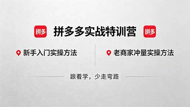 （18468期）拼多多实战特训营(更新5月15)：不管是新手入门或老商家冲量，都有实操方法，跟着学，少走弯路-e家网