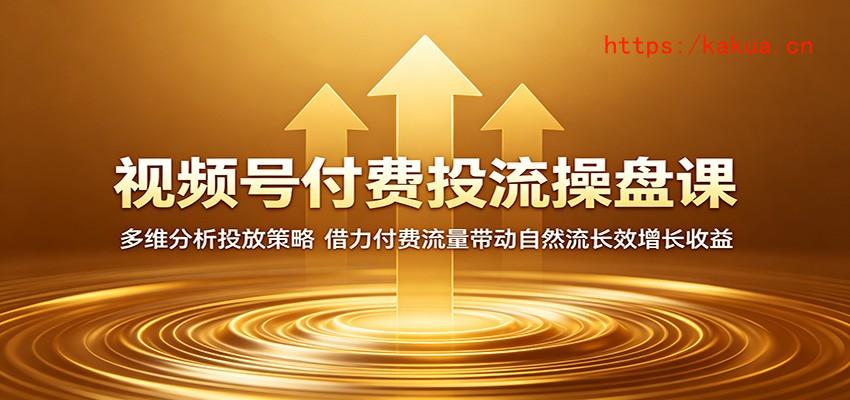 视频号付费投流操盘课：多维分析投放策略，借力付费流量带动自然流长效增长收益-e家网