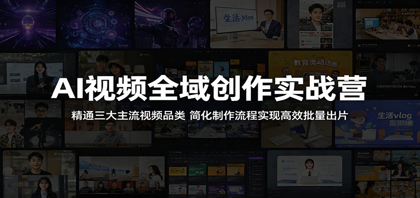 AI视频全域创作实战营：精通三大主流视频品类，简化制作流程实现高效批量出片-e家网