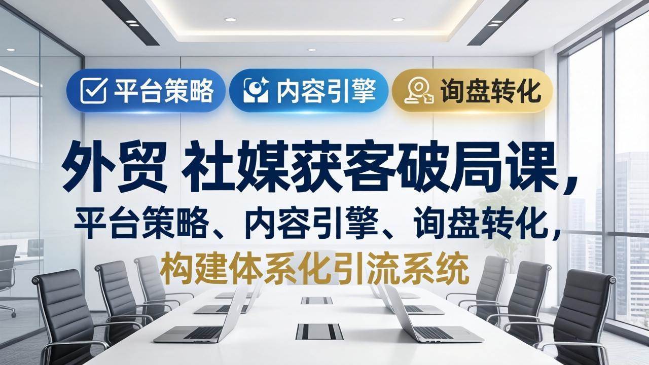 （17901期）外贸 社媒获客破局课，平台策略、内容引擎、询盘转化，构建体系化引流系统（更新26年3月）-e家网