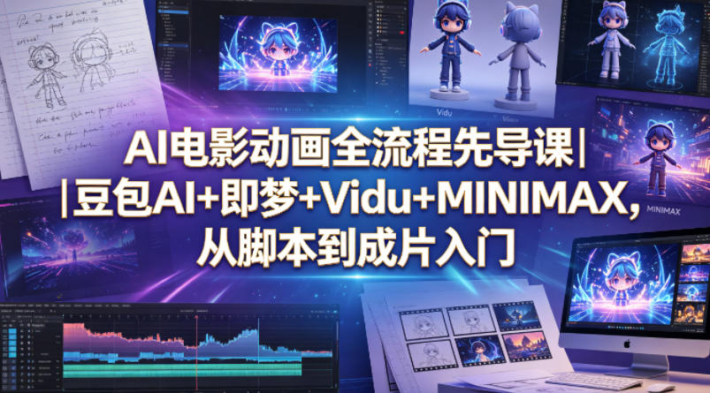 AI电影动画全流程先导课｜豆包AI+即梦+Vidu+MINIMAX，从脚本到成片入门-e家网