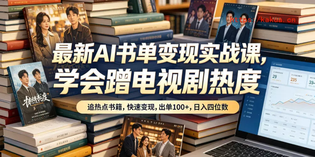 最新AI书单变现实战课，学会蹭电视剧热度，追热点书籍，快速变现，出单100+，日入四位数-e家网
