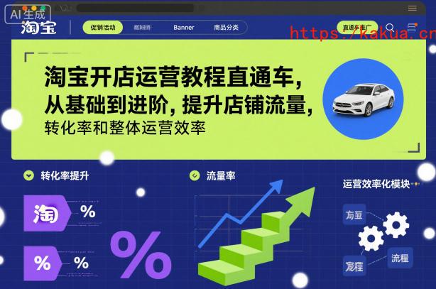 淘宝开店运营教程直通车，从基础到进阶，提升店铺流量，转化率和整体运营效率（更新26年05月27日）-e家网