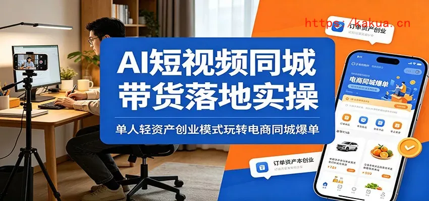 AI短视频同城带货落地实操：单人轻资产创业模式玩转电商同城爆单-e家网
