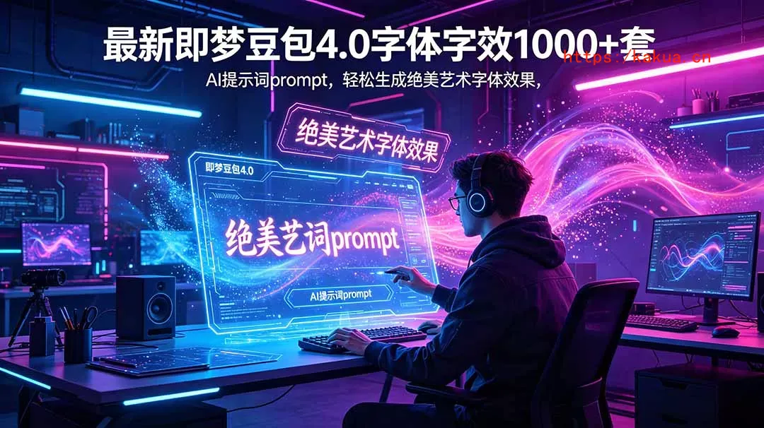 最新即梦豆包4.0字体字效1000+套，AI提示词prompt，轻松生成绝美艺术字体效果-e家网