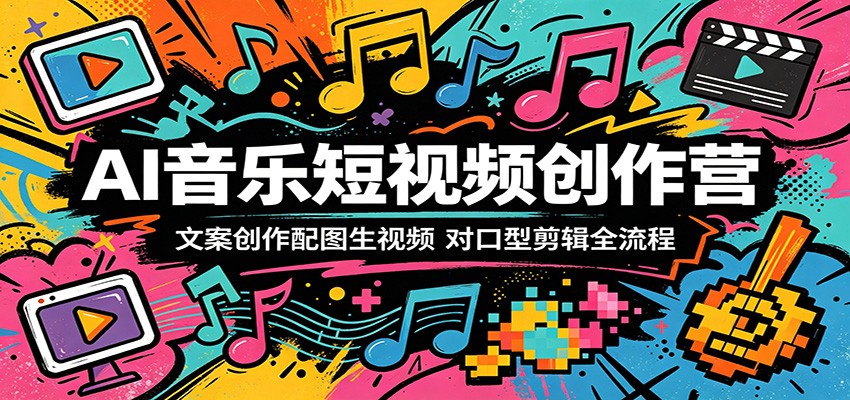 AI音乐短视频创作营:文案创作配图生视频,对口型剪辑全流程-e家网