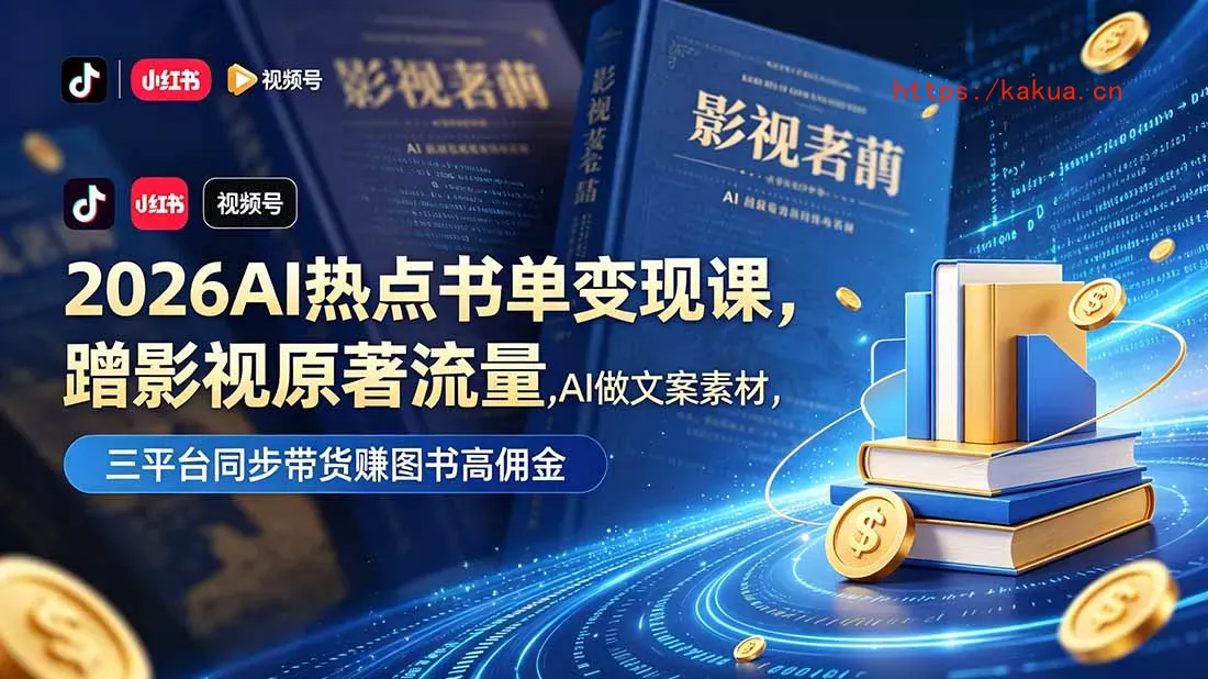 2026AI热点书单变现课，蹭影视原著流量，AI做文案素材，三平台同步带货赚图书高佣金-e家网