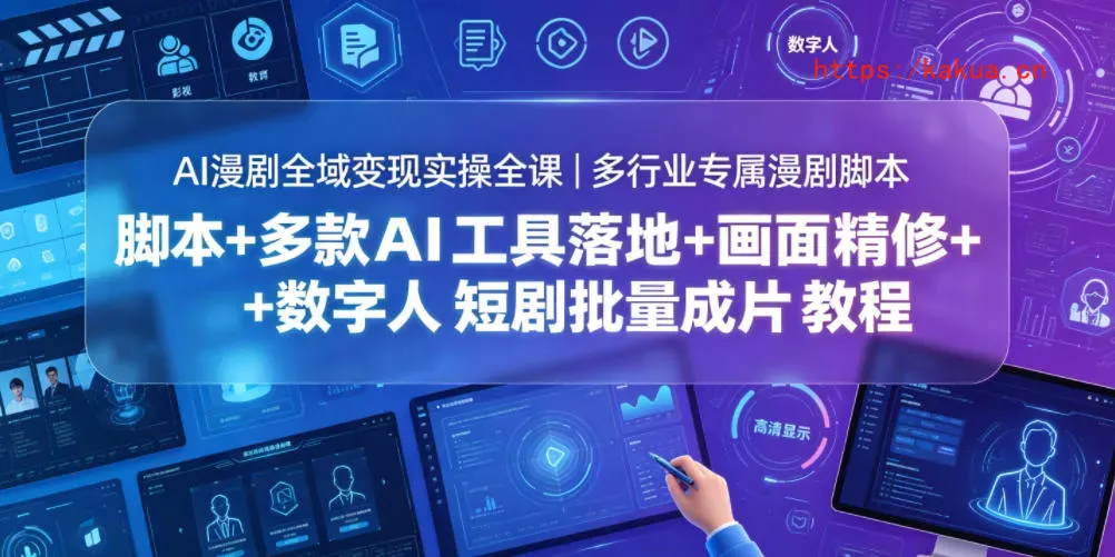 AI漫剧全域变现实操全课｜多行业专属漫剧脚本+多款AI工具落地+画面精修+数字人短剧批量成片全教程-e家网