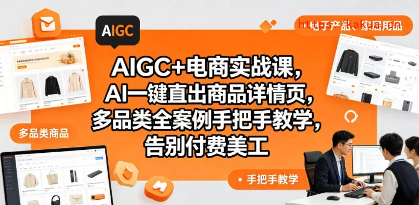 AIGC+电商实战课，AI一键直出商品详情页，多品类全案例手把手教学，告别付费美工(更新)-e家网