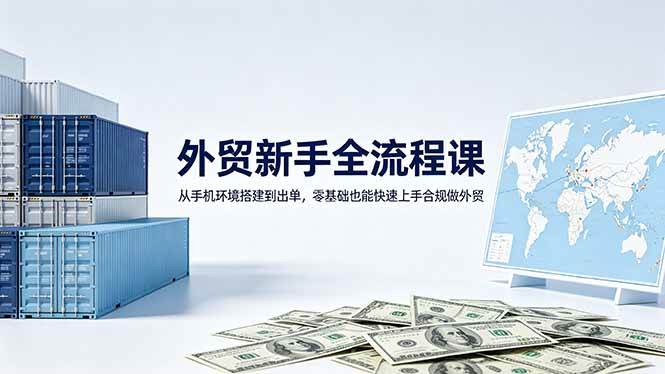 (18481期)外贸新手全流程课:从手机环境搭建到出单,零基础也能快速上手合规做外贸-e家网