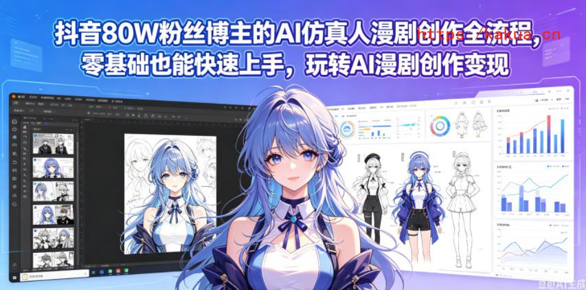 抖音80W粉丝博主的AI仿真人漫剧创作全流程，零基础也能快速上手，玩转AI漫剧创作变现-e家网