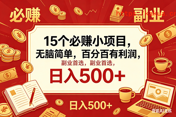 （18390期）15个必赚钱的小项目，百分百赚米，无脑简单，副业首选，日入600+-e家网