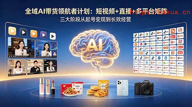 （18593期）全域AI带货领航者计划：短视频+直播+多平台矩阵，三大阶段从起号变现到长效经营-e家网