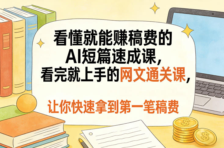 看懂就能賺稿费的AI短篇速成课，看完就上手的网文通关课，让你快速拿到第一笔稿费（更新5月）-e家网