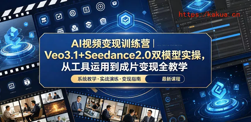 AI视频变现训练营｜Veo3.1+Seedance2.0双模型实操，从工具运用到成片变现全教学-e家网