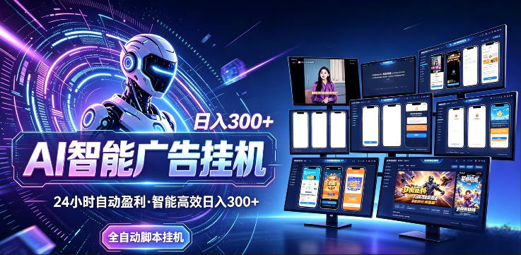 AI智能广告挂G项目，无需人工，单机稳定日入200+，可矩阵放大，24小时不间断刷广告賺收益【揭秘】-e家网