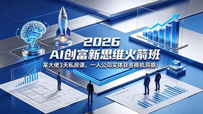 (18559期)2026 AI 创富新思维火箭班:某大佬3天私房课,一人公司实体获客商机洞察-e家网