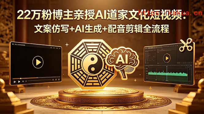 22万粉博主亲授AI道家文化短视频：文案仿写+AI生成+配音剪辑全流程-e家网