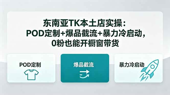 （18381期）东南亚TK本土店实操：POD定制+爆品截流+暴力冷启动，0粉也能开橱窗带货-e家网