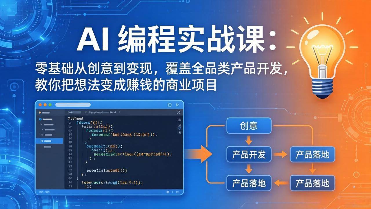 （18469期）AI编程实战课-第三期-5月9更新：零基础从创意到变现，覆盖全品类产品开发，把想法变成赚钱项目-e家网