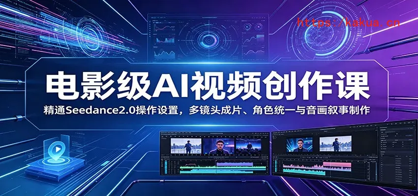 电影级AI视频创作课：精通Seedance2.0操作设置，多镜头成片、角色统一与音画叙事制作-e家网